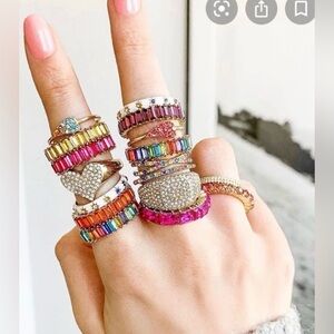 BaubleBar Serilda pave statement ring gold crystal rhinestone stack NWT size 5